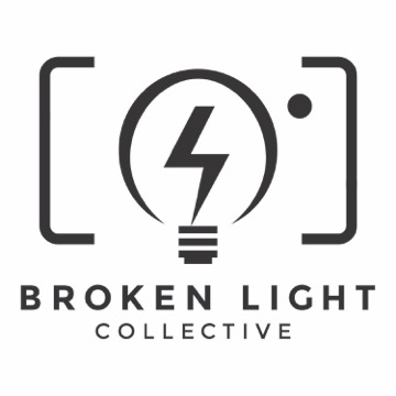 LOGO: Broken light Collective, with a light bulb appearing in brackets above the organization's name