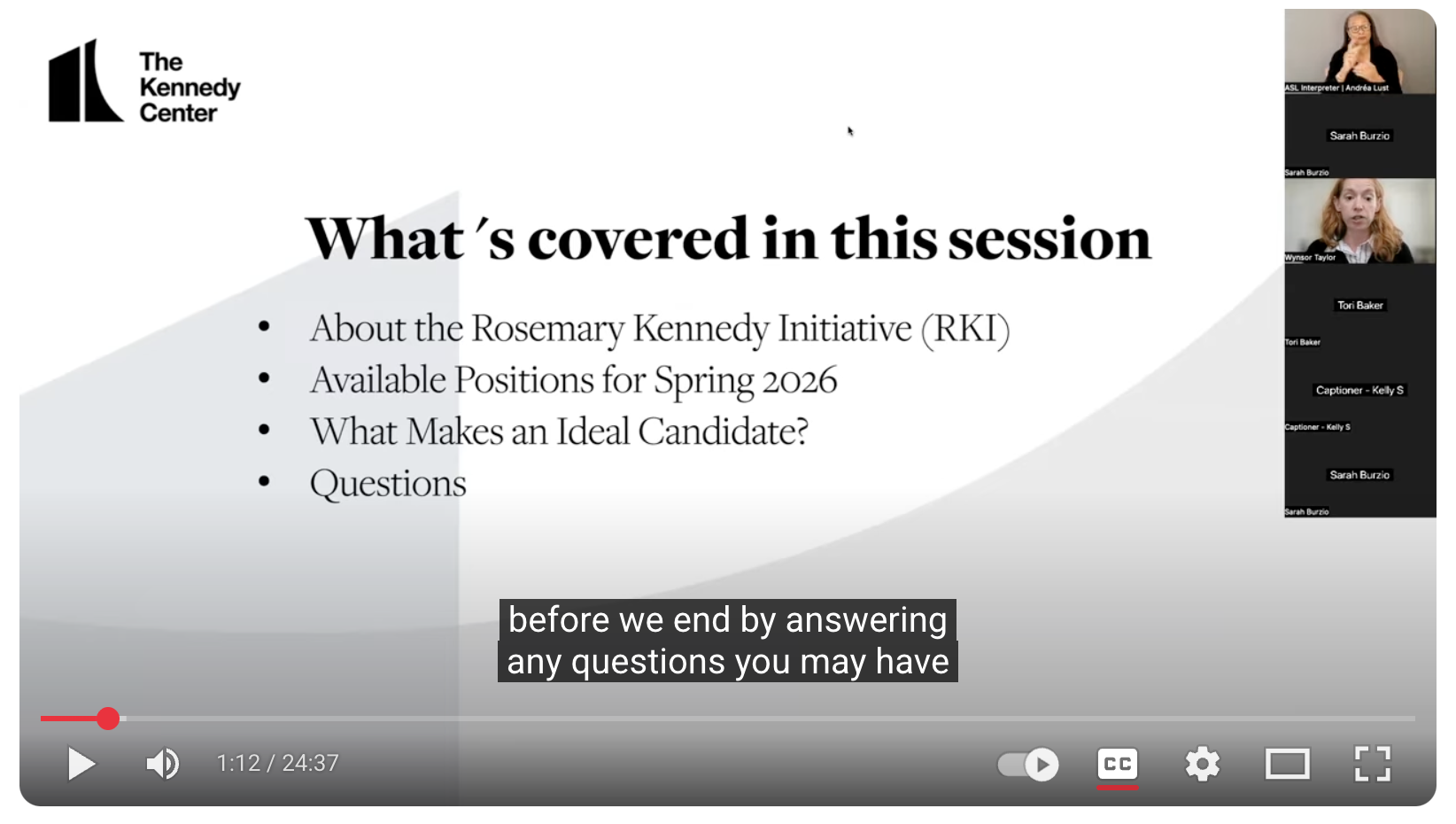 Screenshot of a YouTube Video with a slide that says 